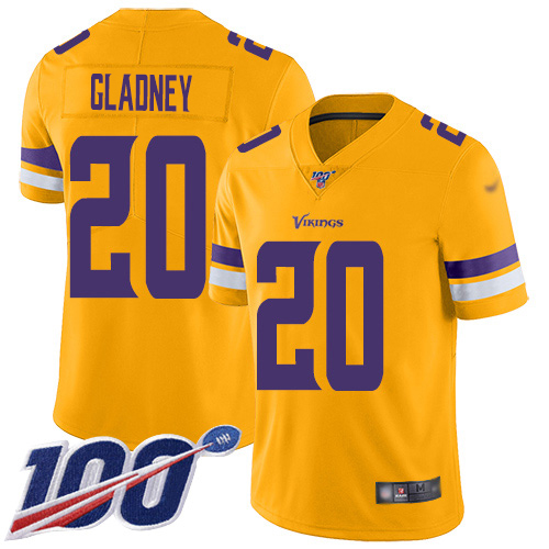 Nike Vikings #20 Jeff Gladney Gold Youth Stitched NFL Limited Inverted Legend 100th Season Jersey